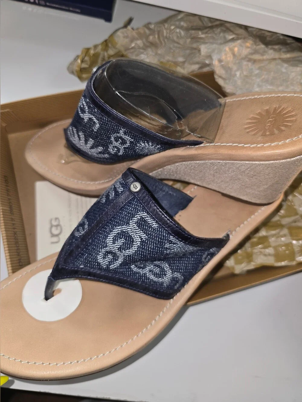 UGG AUSTRALLA SOLENA DENIM SANDALS 8.5 NWT
